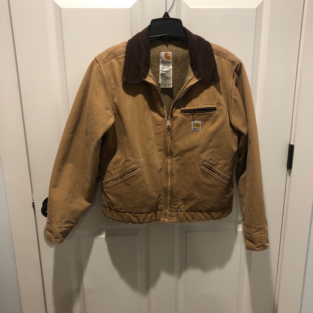 Carhartt WOMENS Field Jacket in Tan with Dark Brown Collar - Picture 12 of 13